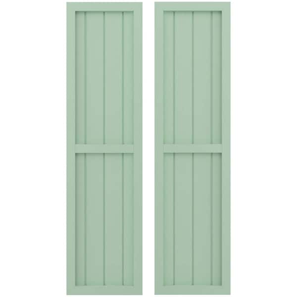 Ekena Millwork Americraft 4-Board Exterior Wood 2 Equal Panel Framed Board-n-Batten Shutters, ARW101BF414X42SGH, PR ARW101BF414X42SGH - main